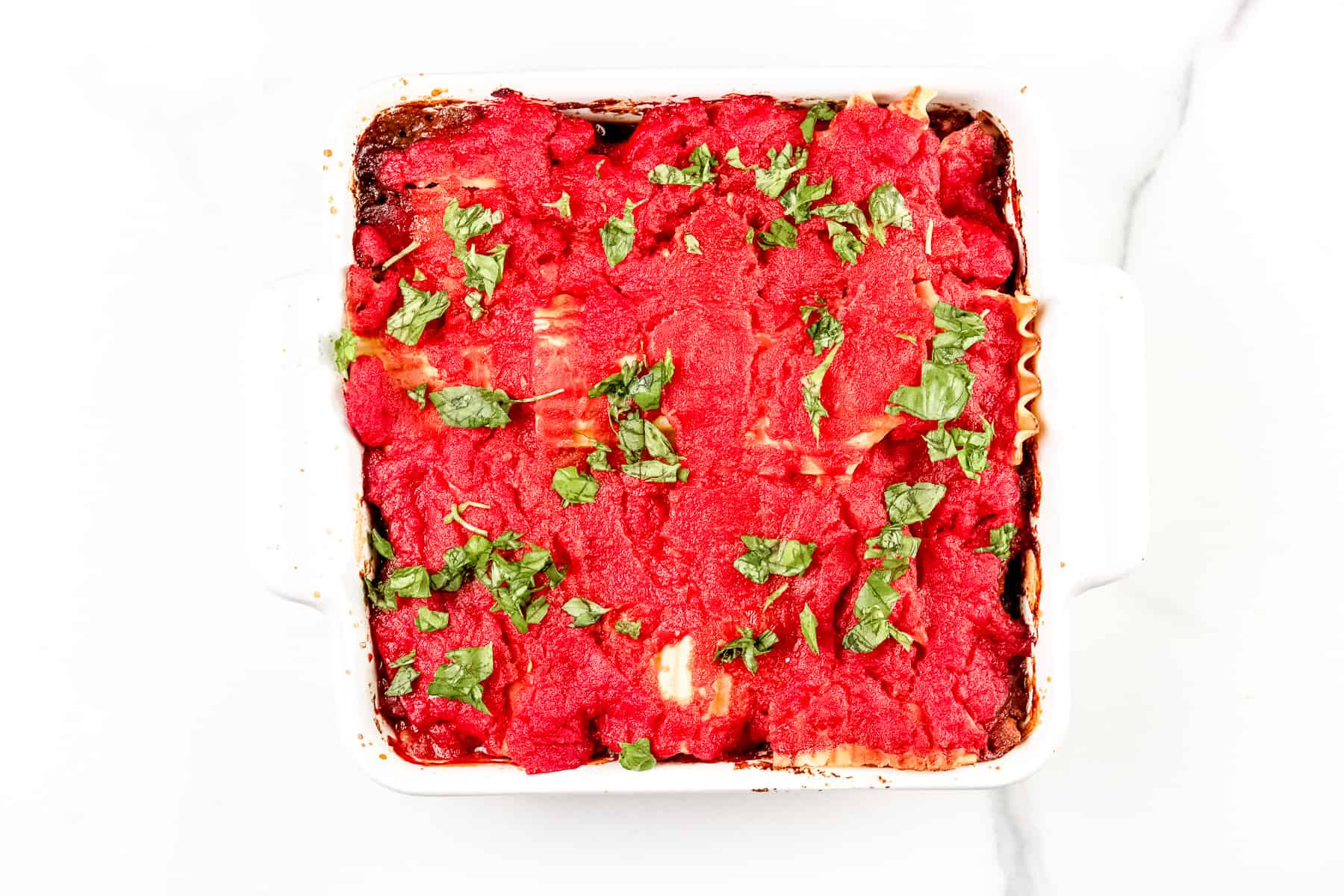 Image of finished dairy free lasagna. 