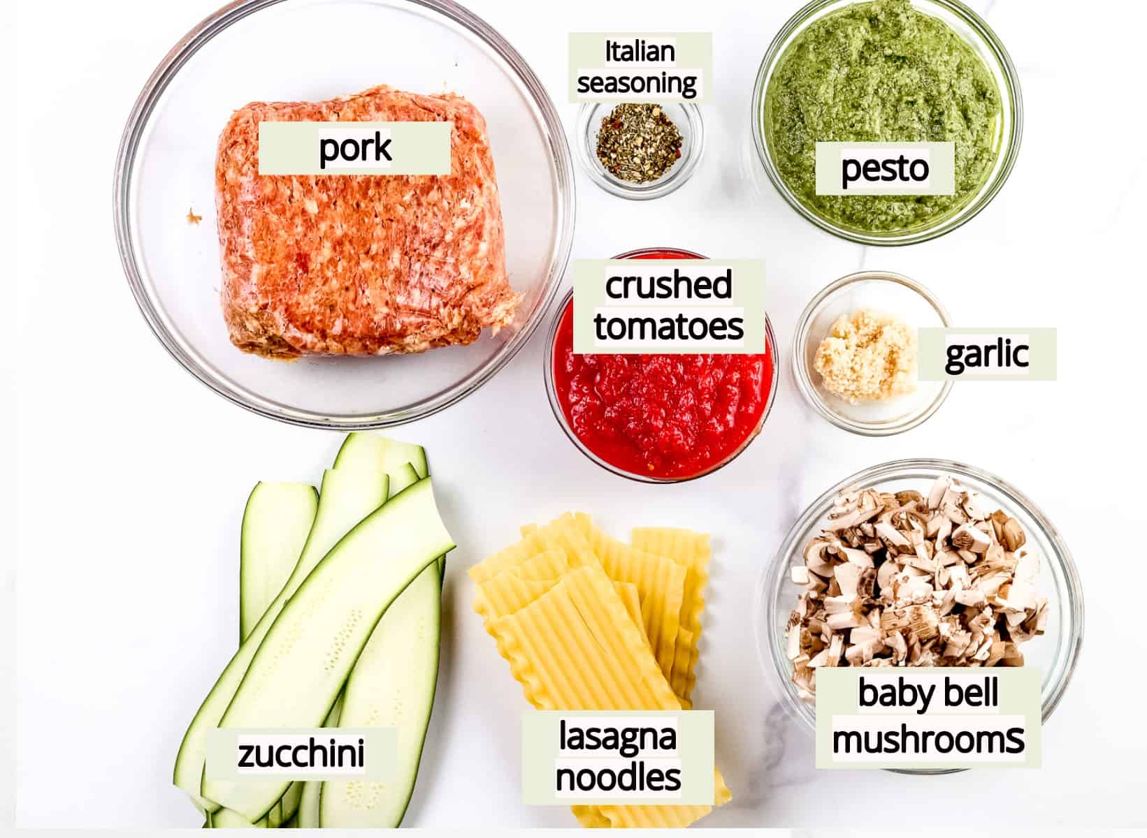 Image of ingredients needed to make dairy free lasagna recipe.