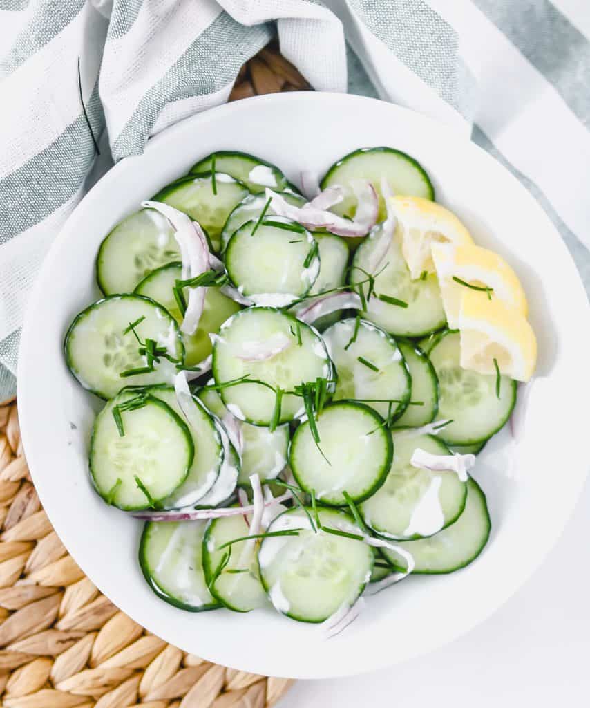 Cucumber Yogurt Salad - a simple twist on the Indian classic salad that's light, refreshing and naturally low-carb and keto friendly. #ketorecipes. #lowcarbrecipes #cucumbersalad #saladrecipes