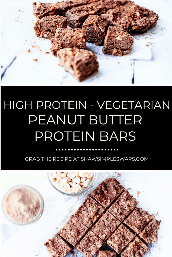 Chocolate Peanut Butter Protein Bars - A high protein snack post workout or just because! Can be made vegan with an alternative protein powder. Requires no baking! #nobakeproteinbars #chocolatepeanutbutterproteinbars #proteinbarrecipes