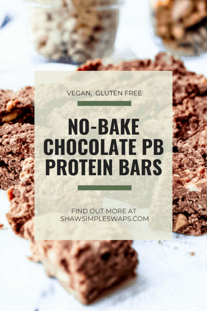 Chocolate Peanut Butter Protein Bars - A high protein snack post workout or just because! Can be made vegan with an alternative protein powder. Requires no baking! #nobakeproteinbars #chocolatepeanutbutterproteinbars #proteinbarrecipes