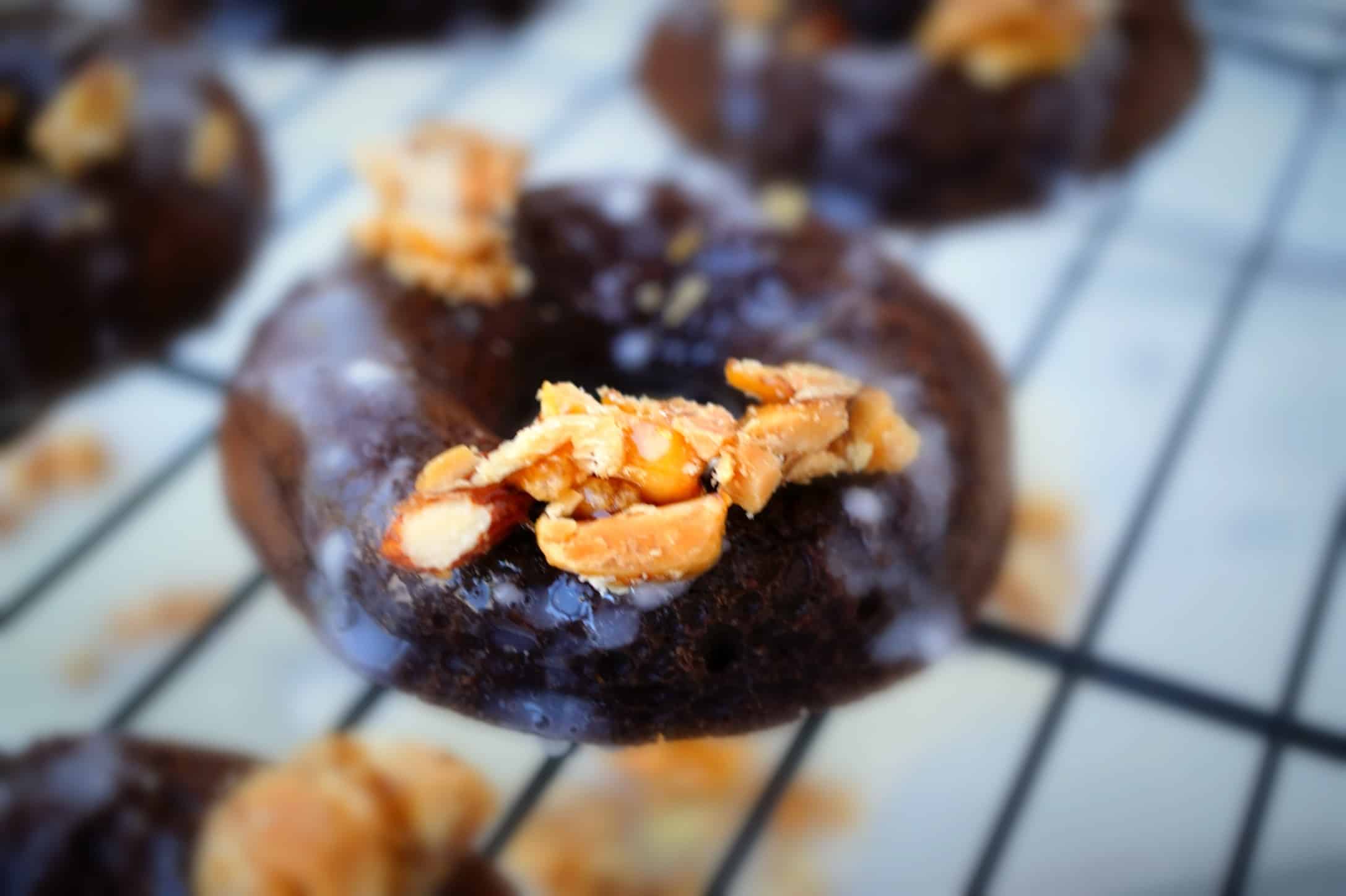 chocolate peanut brittle baked donuts shaws simple swaps 5
