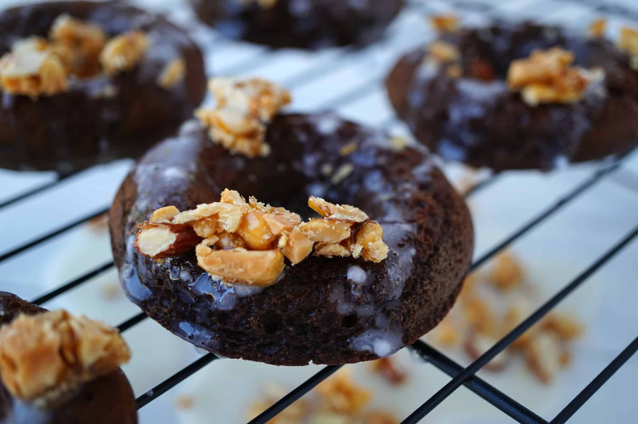 chocolate peanut brittle baked donuts shaws simple swaps 