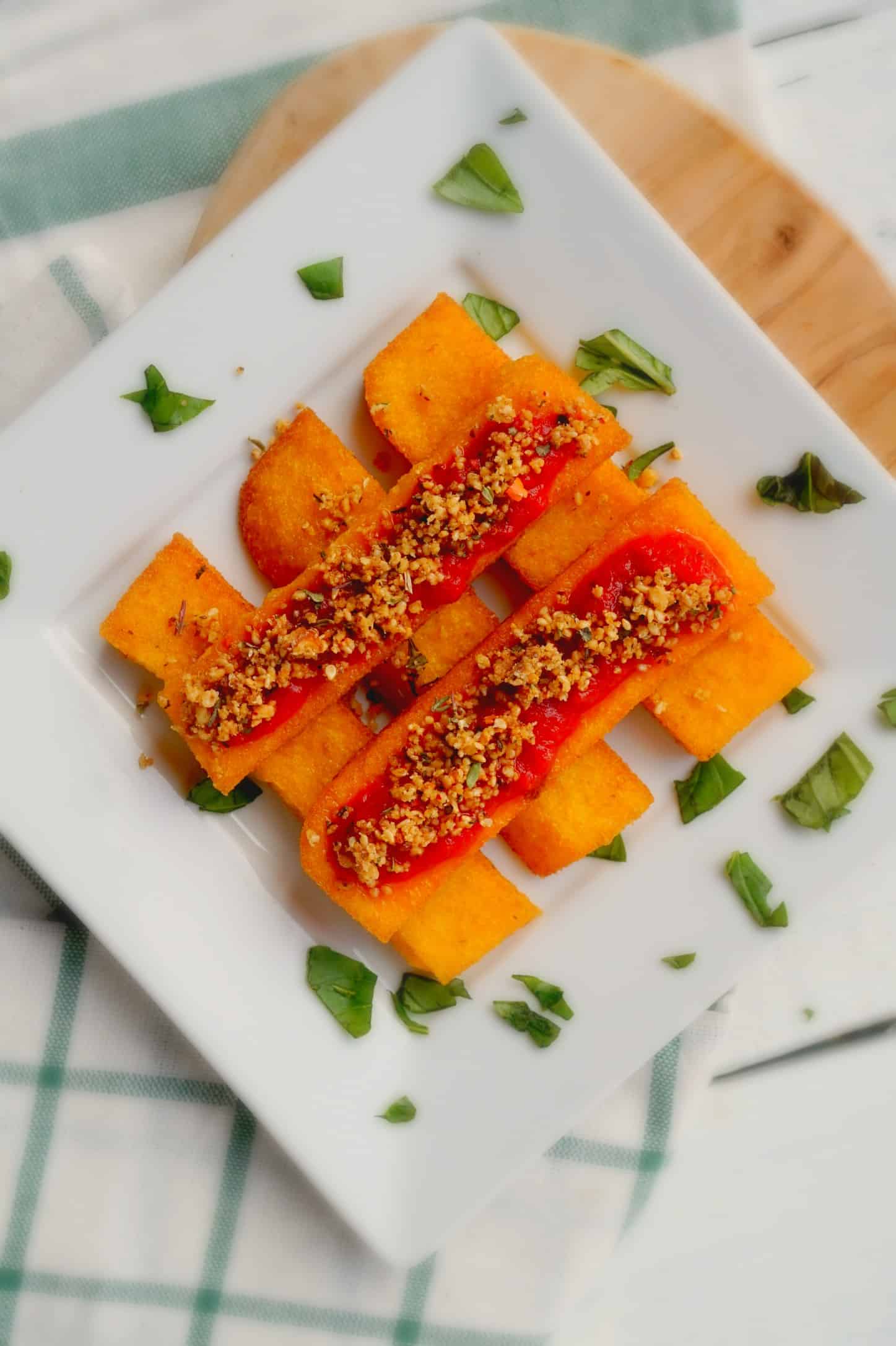 Dukkah with Italian Herbs over Polenta Fries Shaw Simple Swaps