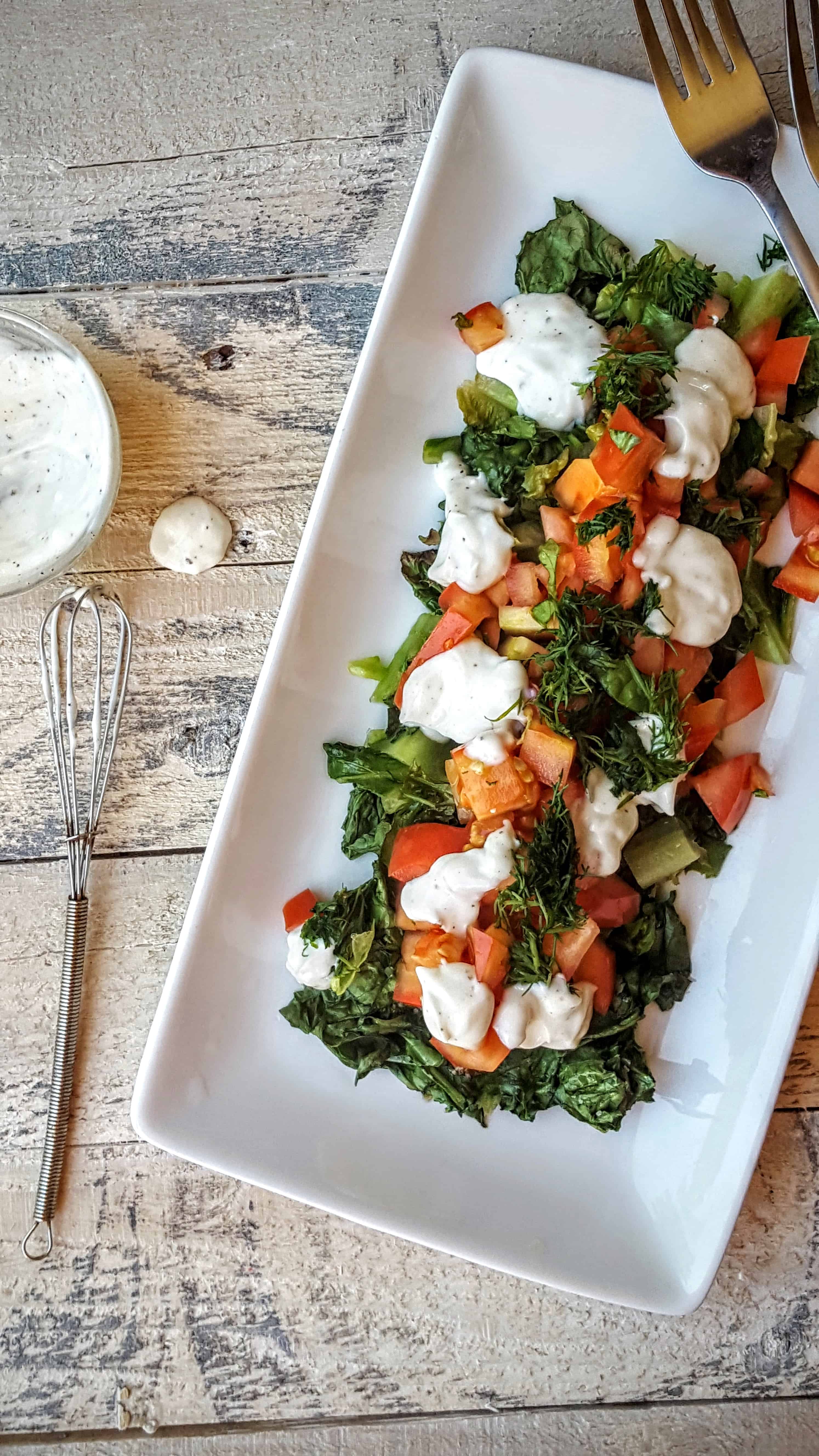 Broiled Romaine Salad with Diced Tomatoes and Fresh Dill- Shaws Simple Swaps