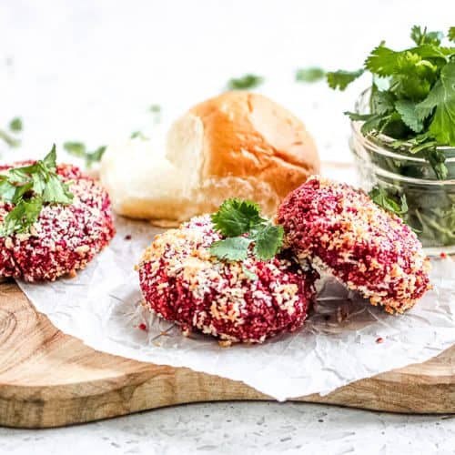 Picture of beetroot quinoa burgers.