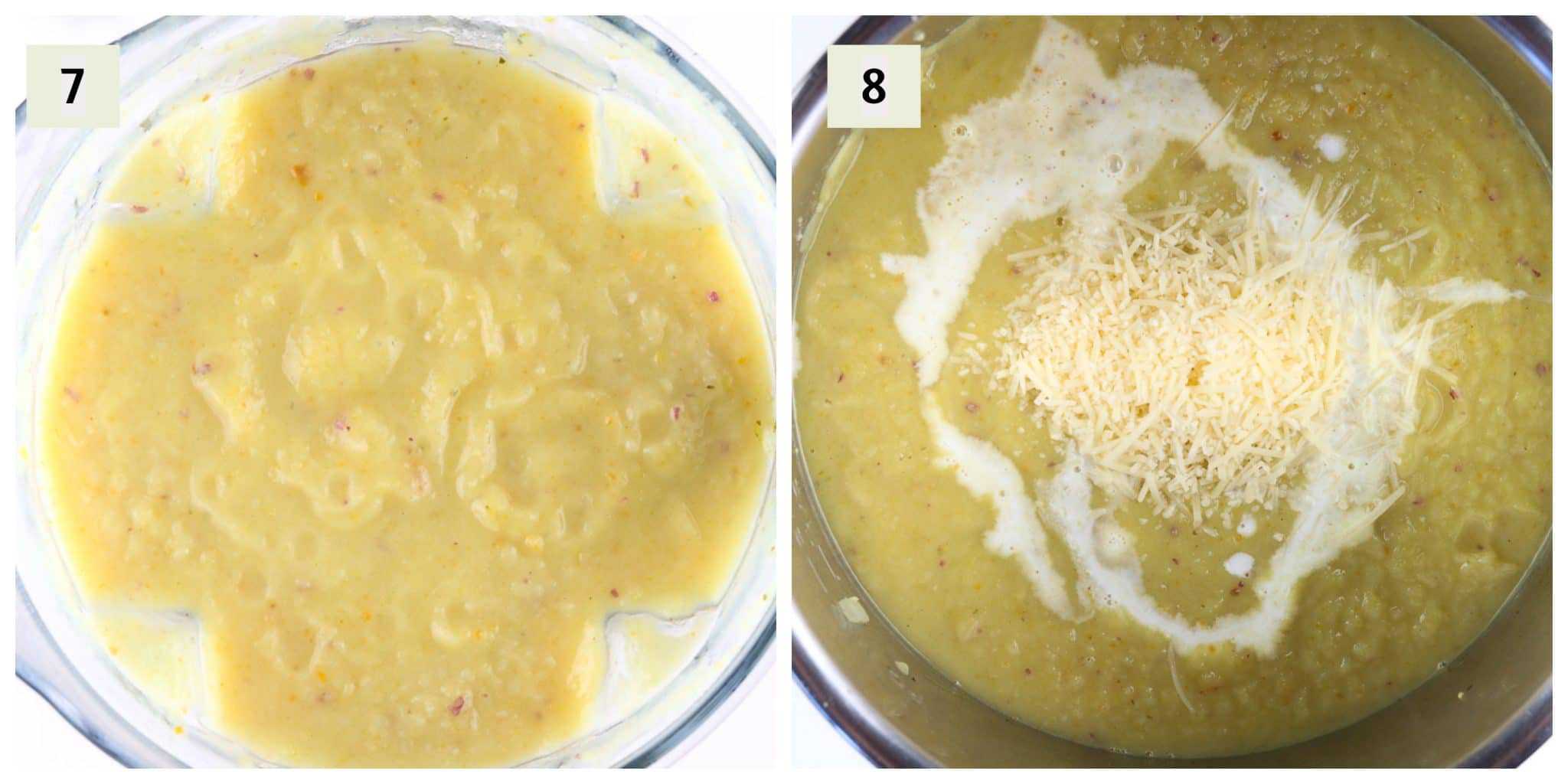 Image of process shots to make soup.