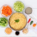 Vegetable Spaghetti Stir Fry with Spicy Peanut Sauce @shawsimpleswaps #sponsored #pasta month recipe packed with veggies!