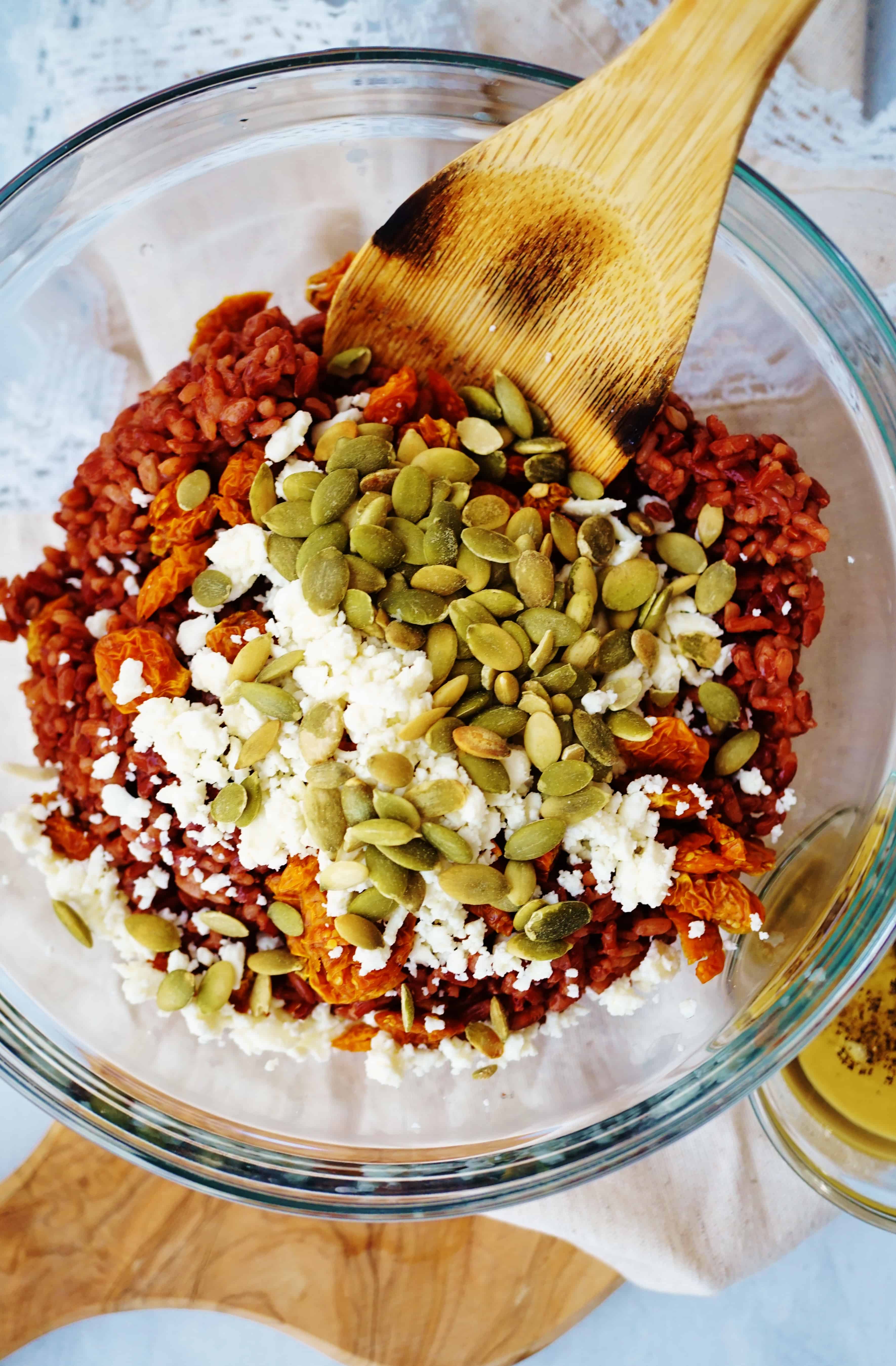 Pichuberry Red Rice with Pepitas & Tahini Vinaigrette - Gluten Free + Dairy Free Option