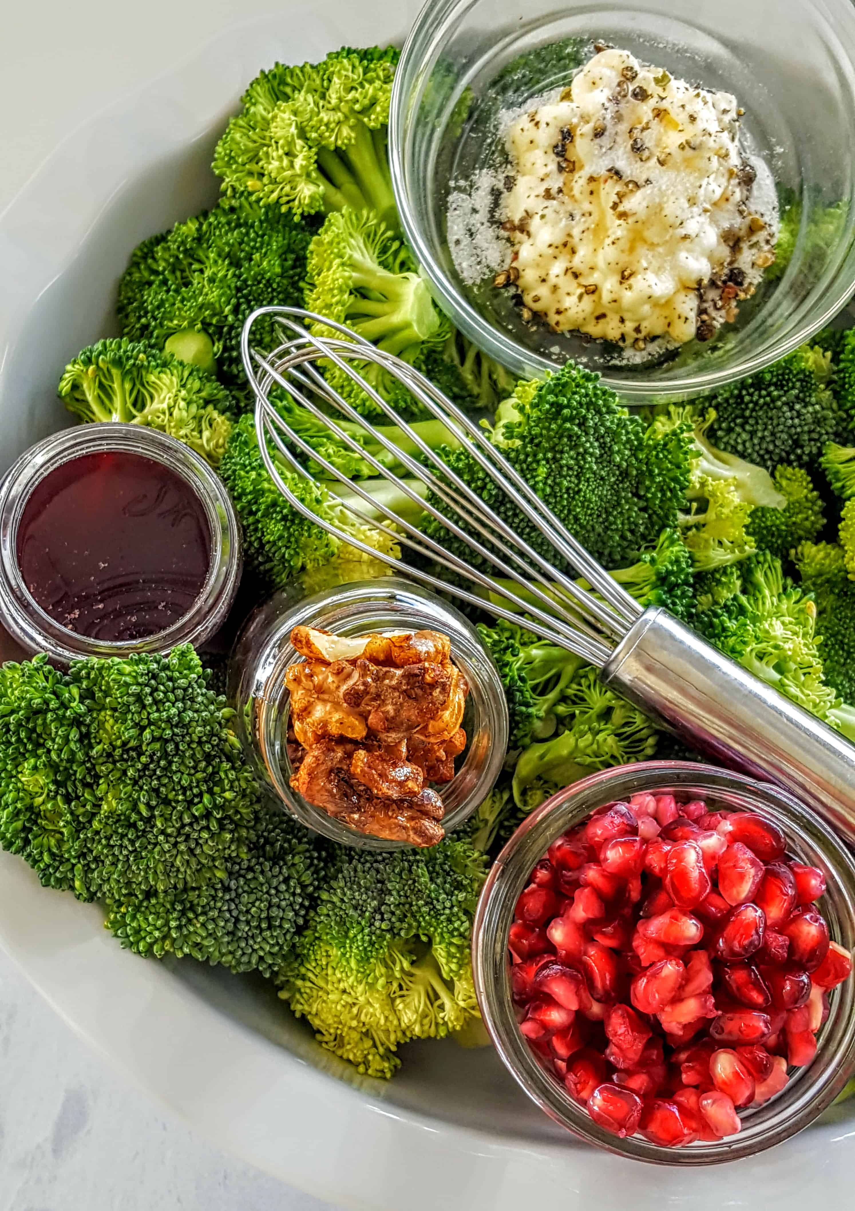 Broccoli Salad with Pomegranate Arils & Maple Walnuts- Vegan & Gluten Free @shawsimpleswaps