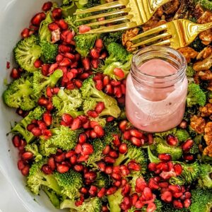 Broccoli Salad with Pomegranate Arils & Maple Walnuts- Vegan & Gluten Free @shawsimpleswaps