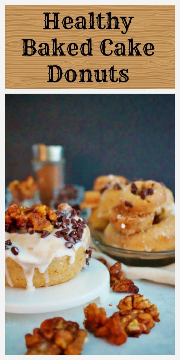 Healthy Baked Cake Donuts with Chocolate and Maple Walnuts