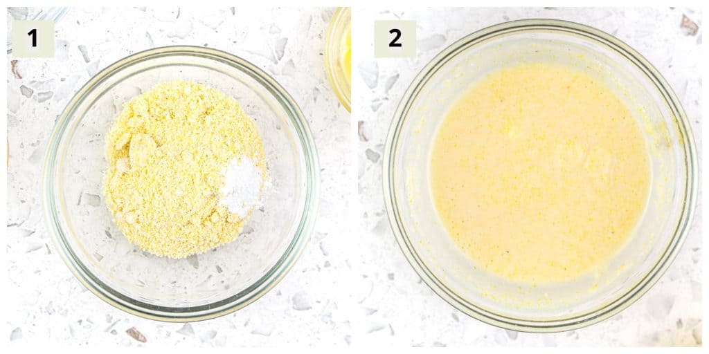 Process shots to make cornbread.