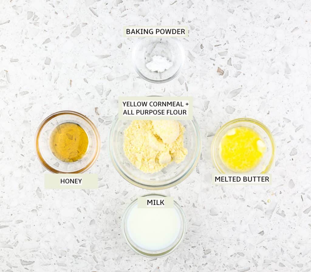 Ingredients to make cornbread.