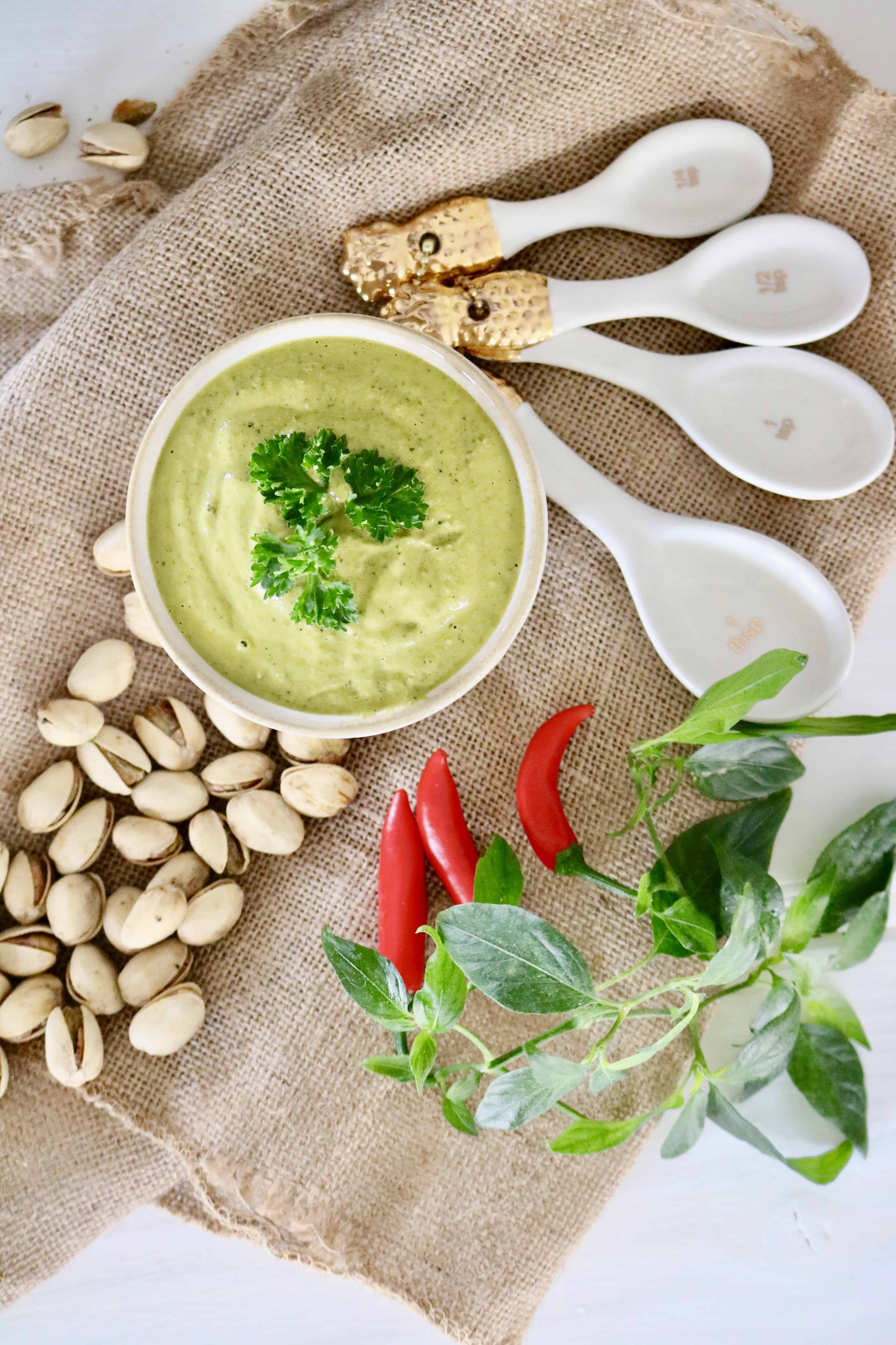 Cilantro Pistachio Pesto - Vegan, Paleo & Gluten Free @shawsimpleswaps