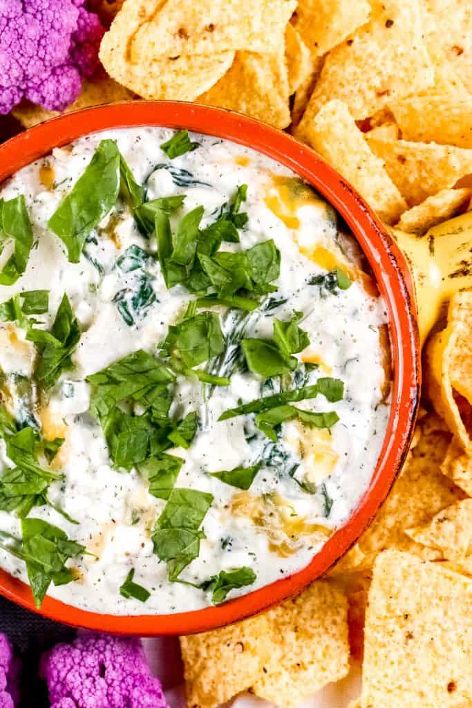 Cottage Cheese Spinach Dip - Healthy, High Protein - Shaw Simple Swaps