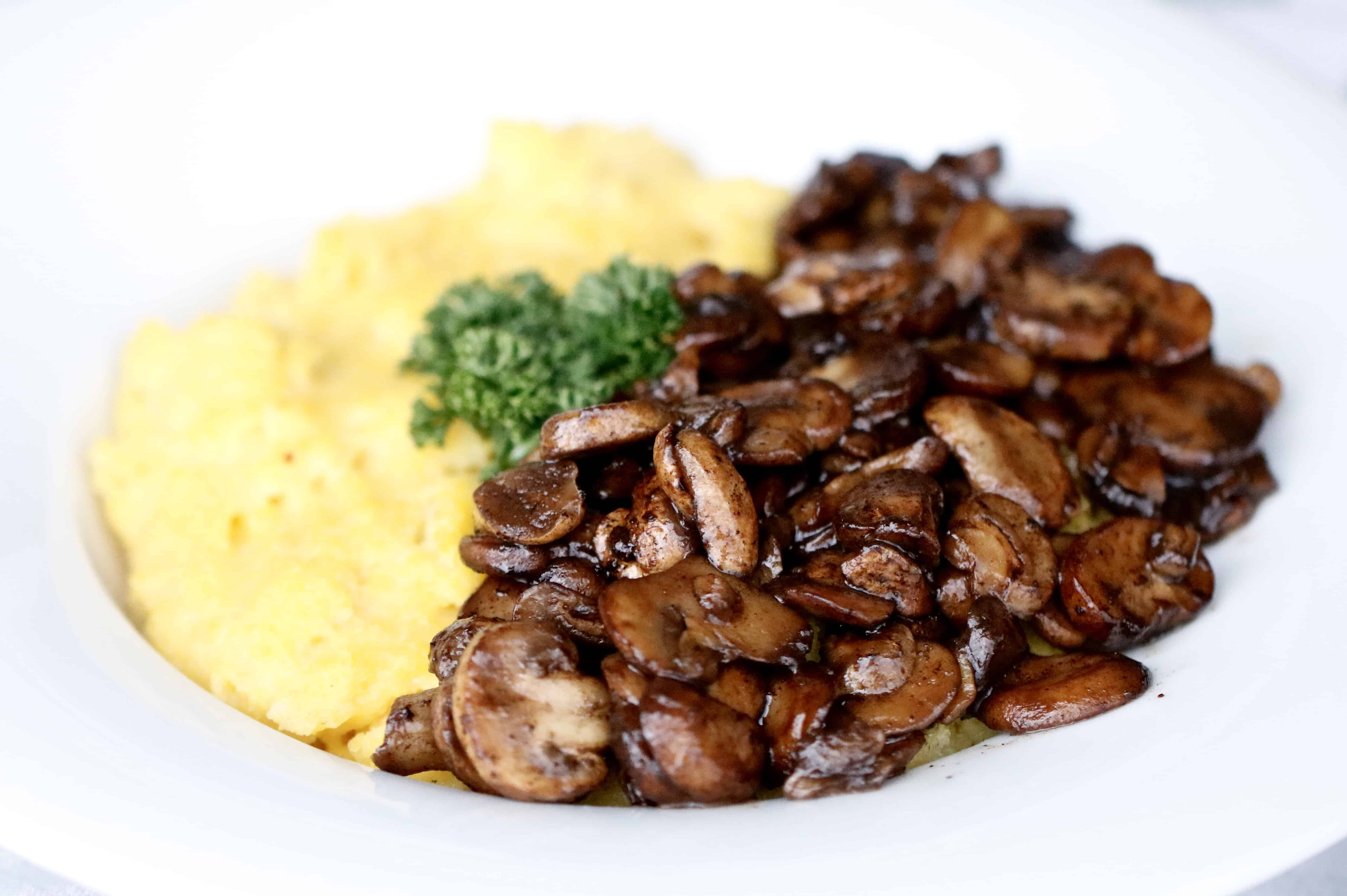 Creamy Parmesan Polenta with Balsamic Mushrooms @shawsimpleswaps