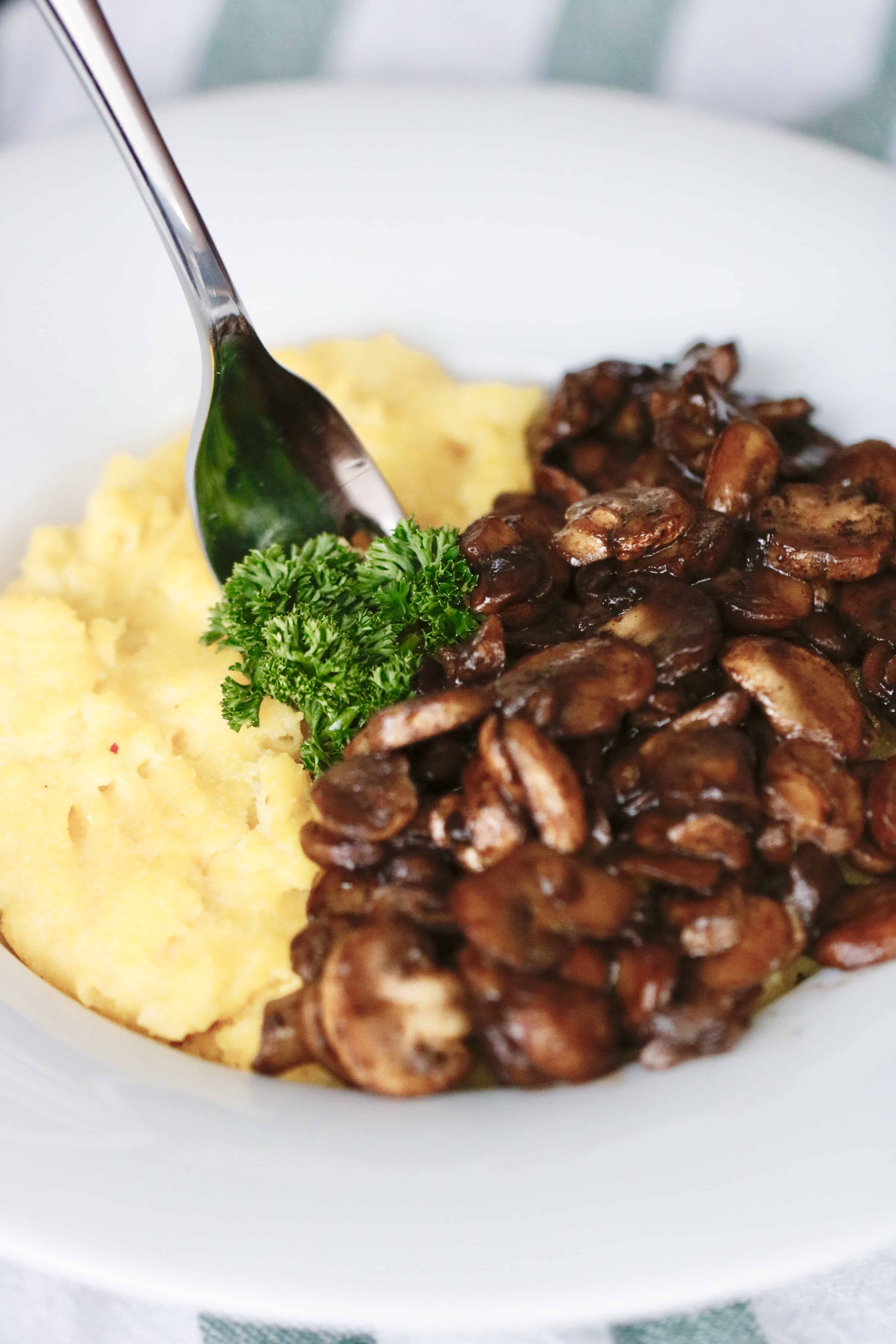 Creamy Parmesan Polenta with Balsamic Mushrooms @shawsimpleswaps