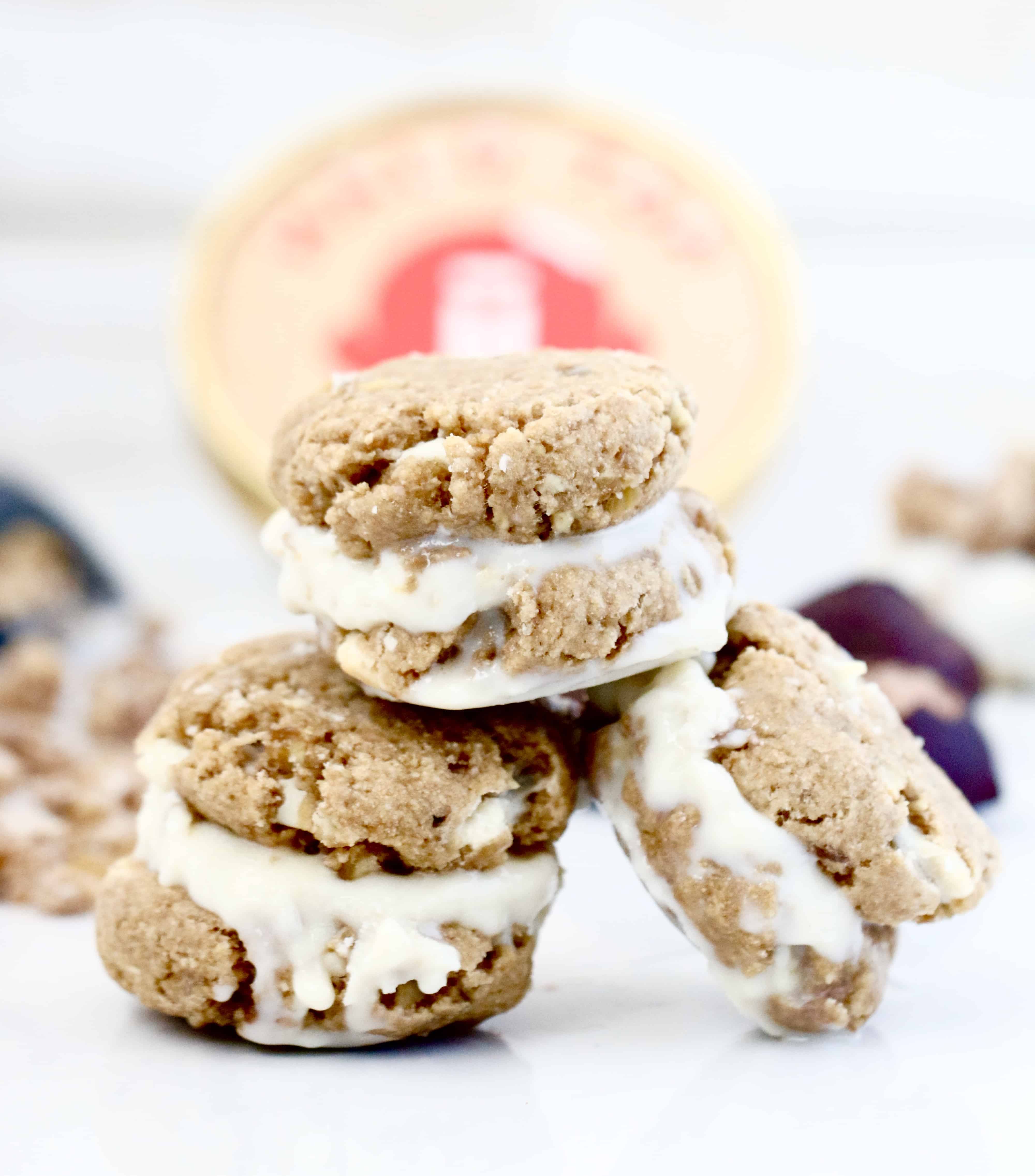 White Chocolate Chestnut Cookie Sandwiches with Gingerbread House Ice Cream @shawsimpleswaps