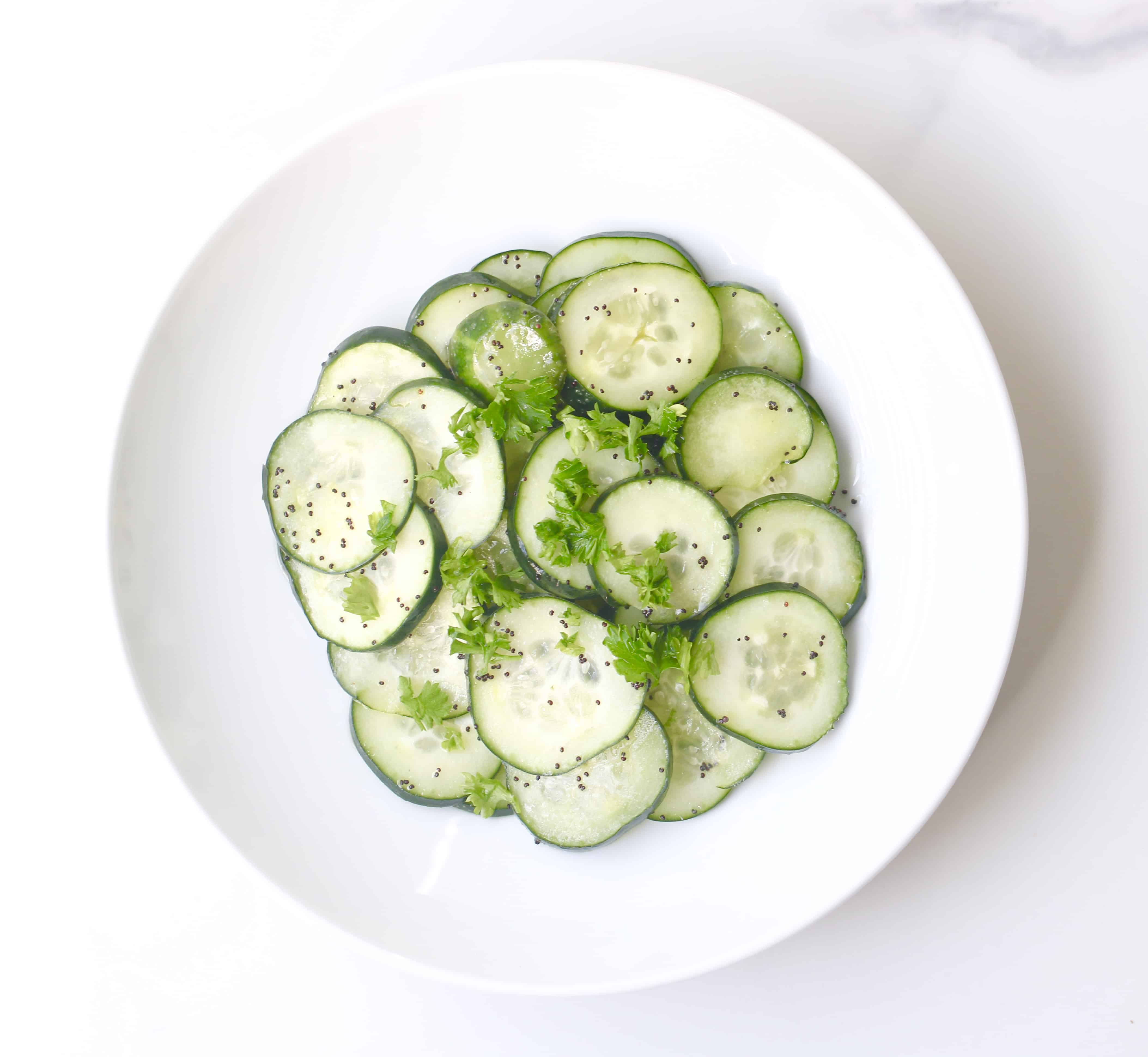 Lemon Poppyseed Dressing with Sliced Cucumbers - Vegan, Gluten Free @shawsimpleswaps
