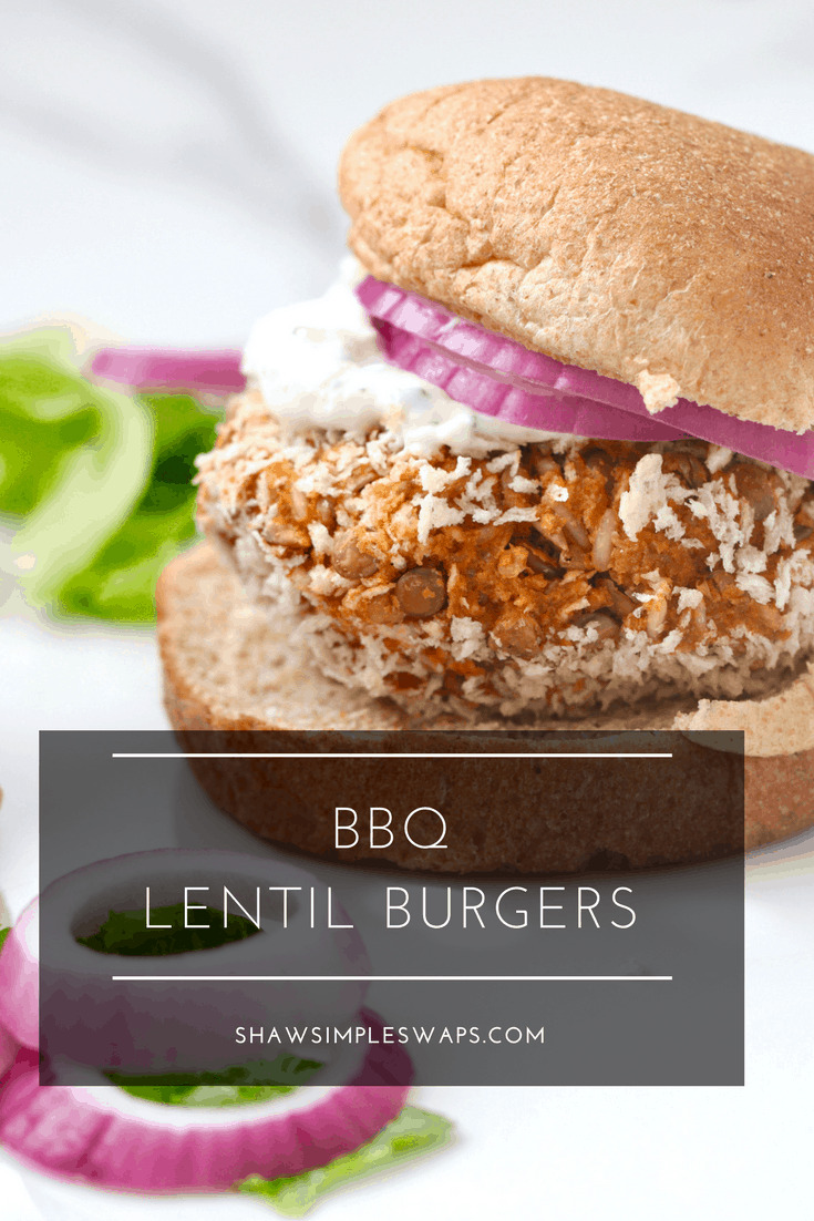 BBQ Lentil Burgers with Ranch Dressing - Gluten Free Option @shawsimpleswaps