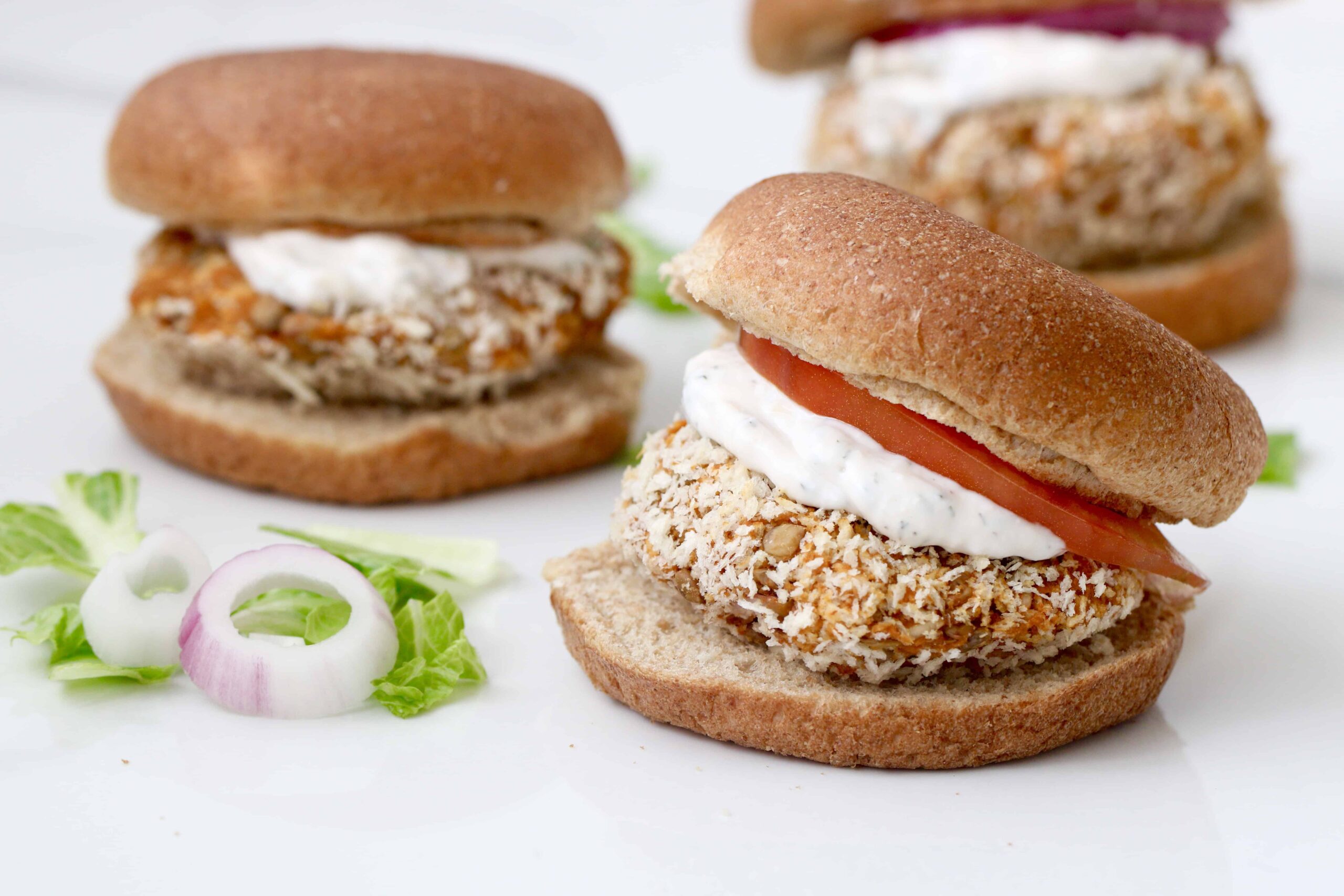 BBQ Lentil Burgers with Ranch Dressing - Gluten Free Option @shawsimpleswaps