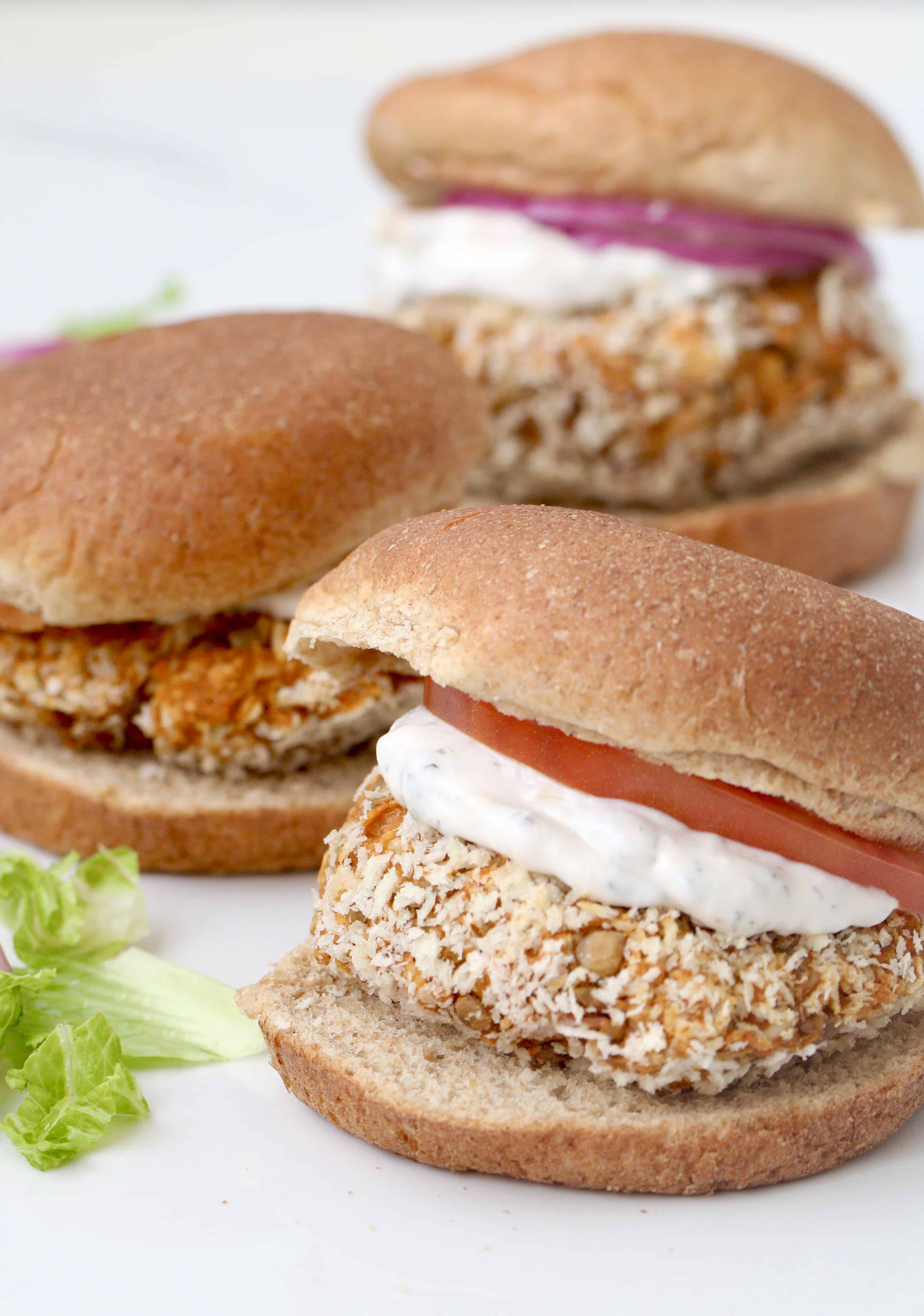 BBQ Lentil Burgers with Ranch Dressing - Gluten Free Option @shawsimpleswaps