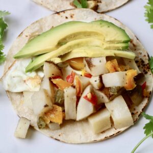 Breakfast taco overhead shot.