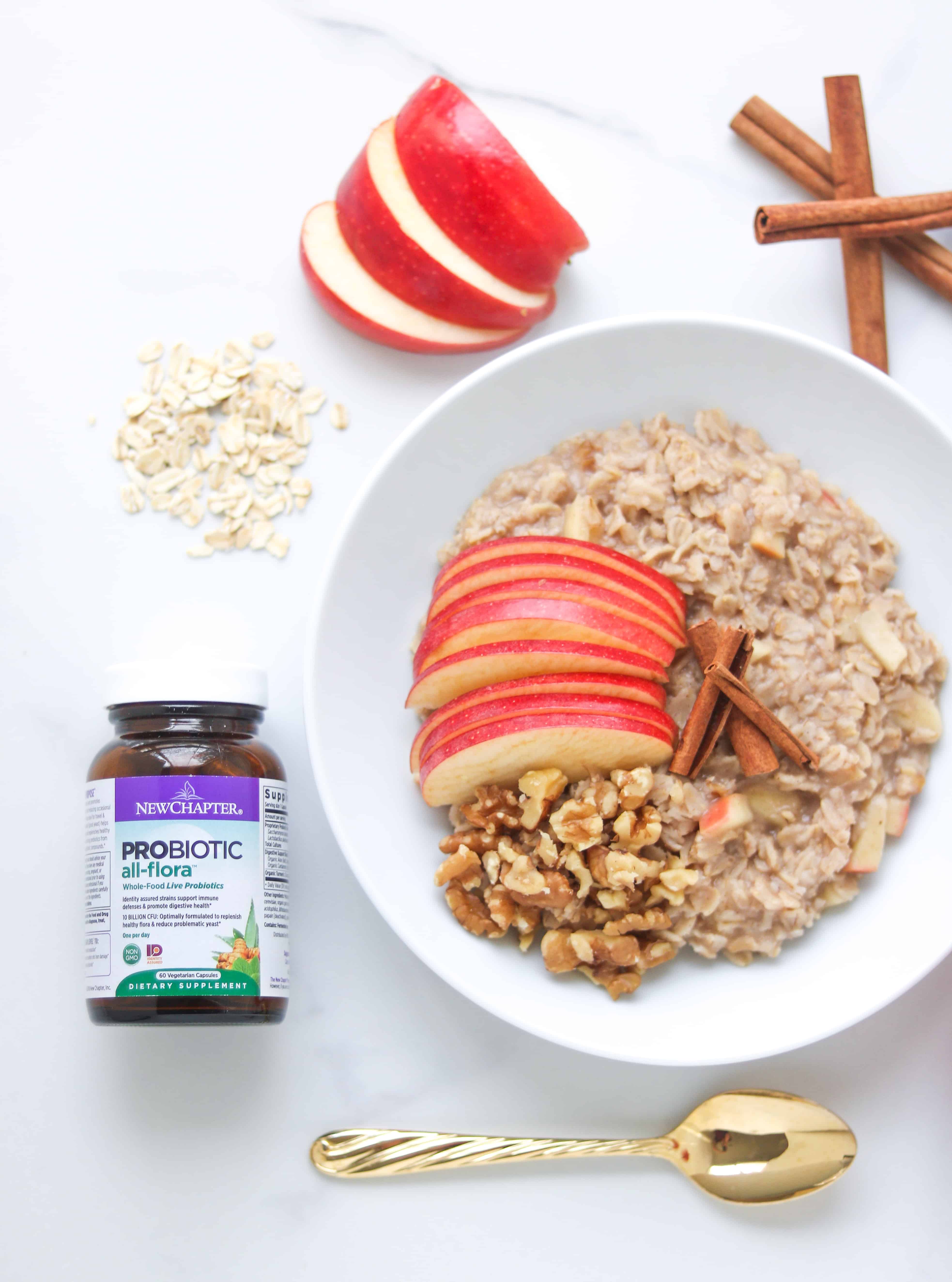 Apple Pie Oatmeal + The Benefits of Probiotics in Total Health @shawsimpleswaps #probiotics #prenbiotics #guthealth