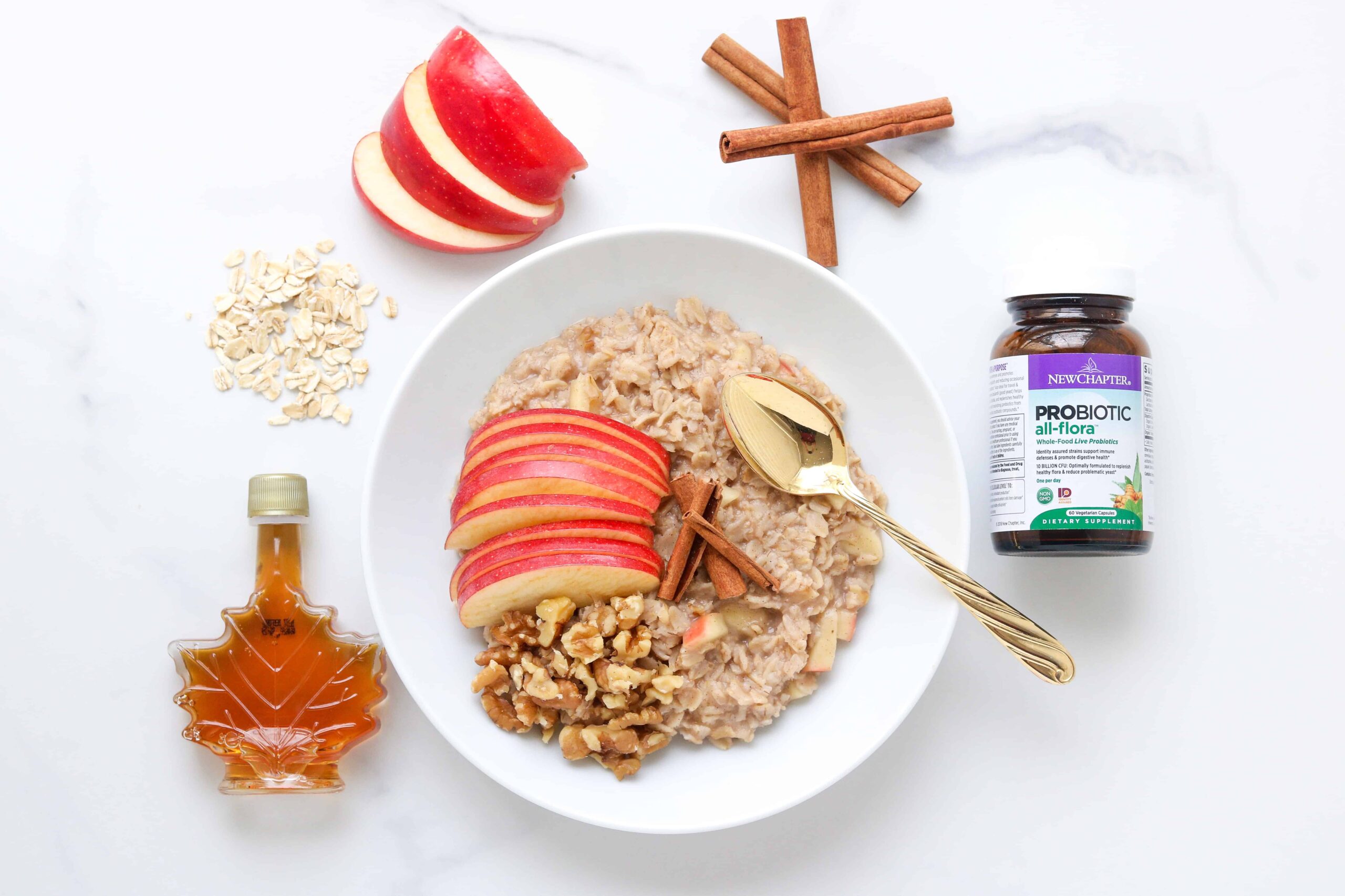 Apple Pie Oatmeal + The Benefits of Probiotics in Total Health @shawsimpleswaps #probiotics #prenbiotics #guthealth