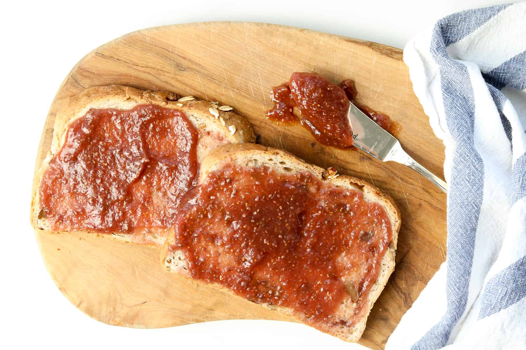 Image of homemade fig jam on toast.