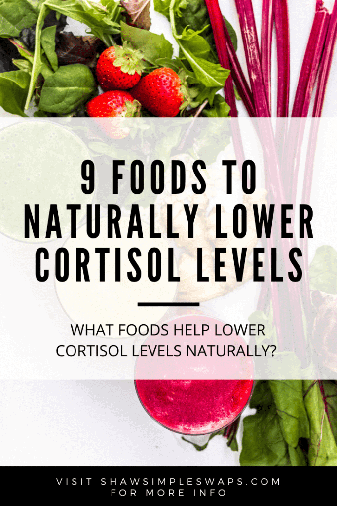 9 Foods to Lower Cortisol Levels - Use whole foods to help reduce your stress hormone levels to promote weight loss, heart-health and more! #foodstoreducestress #lowercortisolwithfood #cortisolandfood