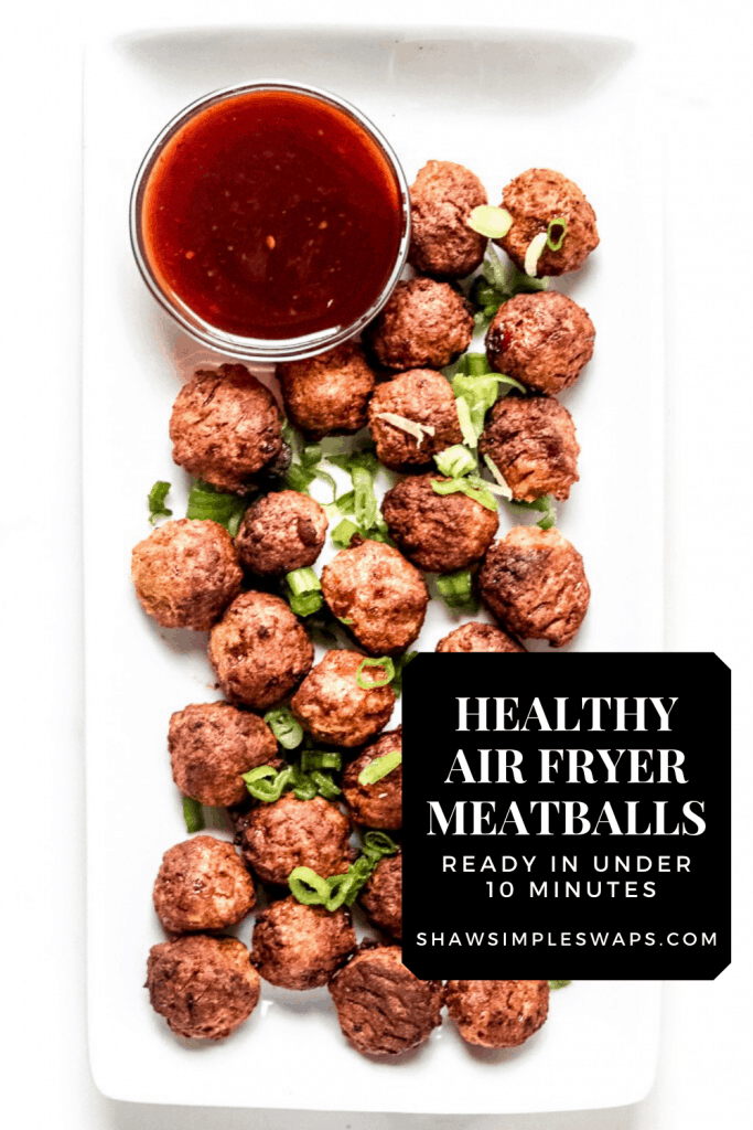 Air Fryer Meatballs - a healthy appetizer to enjoy for a crowd! #airfryerrecipes #airfryermeatballs