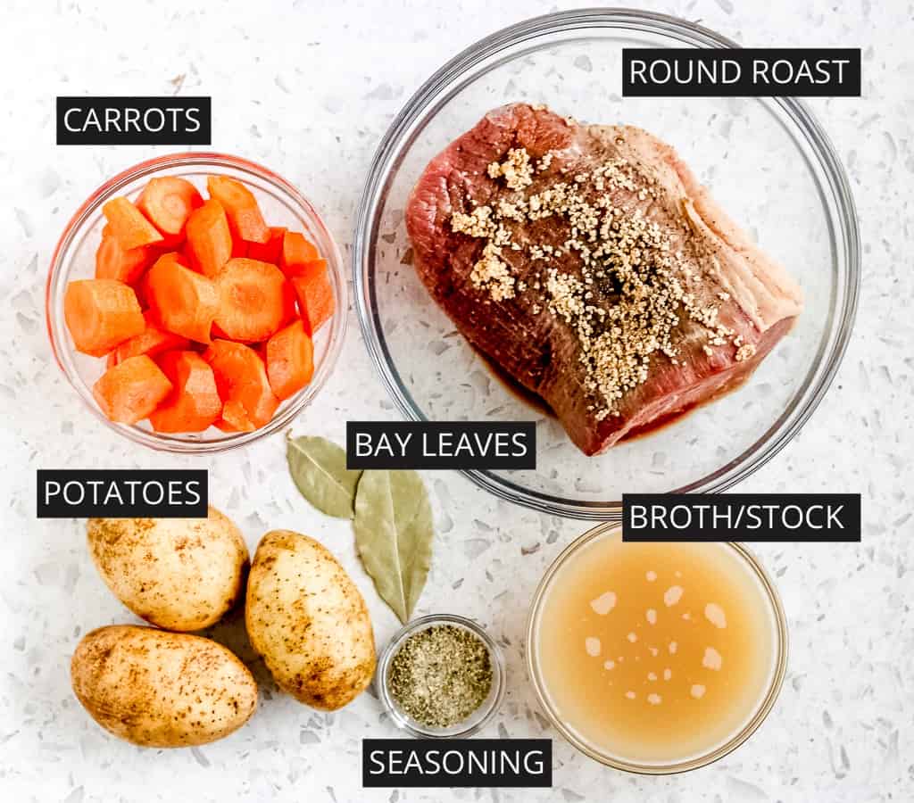 Picture of ingredients to make Instant Pot Round Roast Recipe.