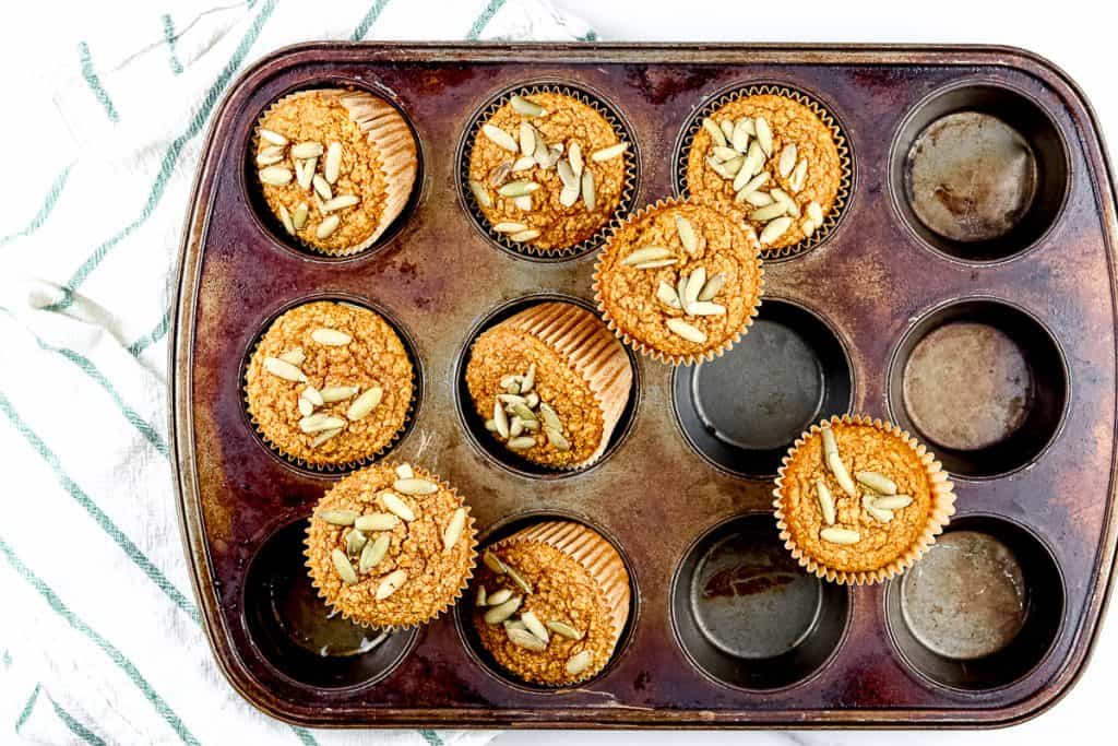 Image of pumpkin muffins styled.
