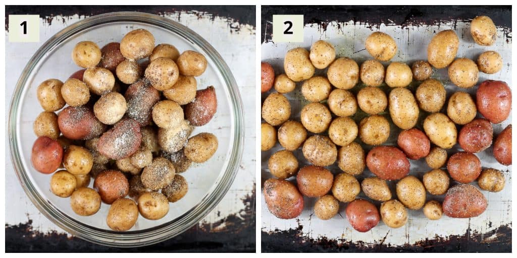 Prep steps to make potatoes.