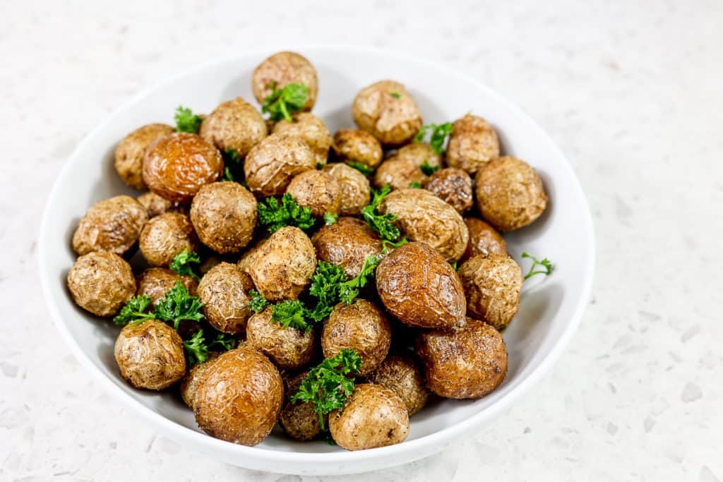 Bowl of roasted potatoes.