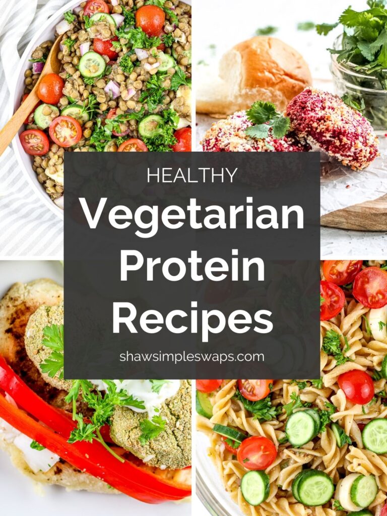 Pinterest image with 4 plant based salad and burger recipes.