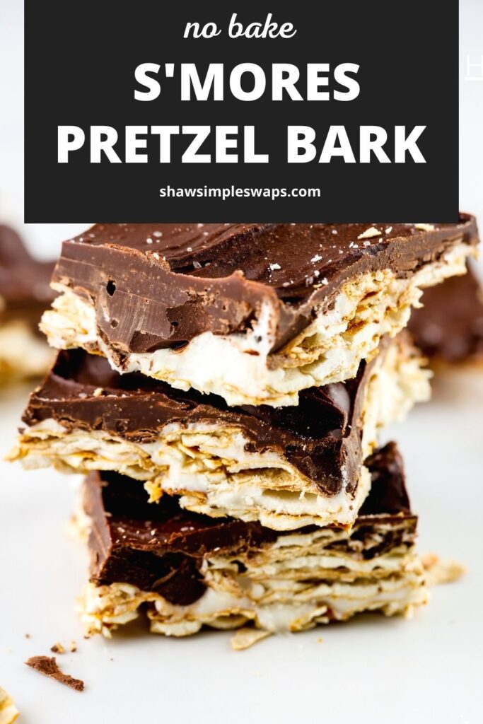 Pinable image of pretzel bark.