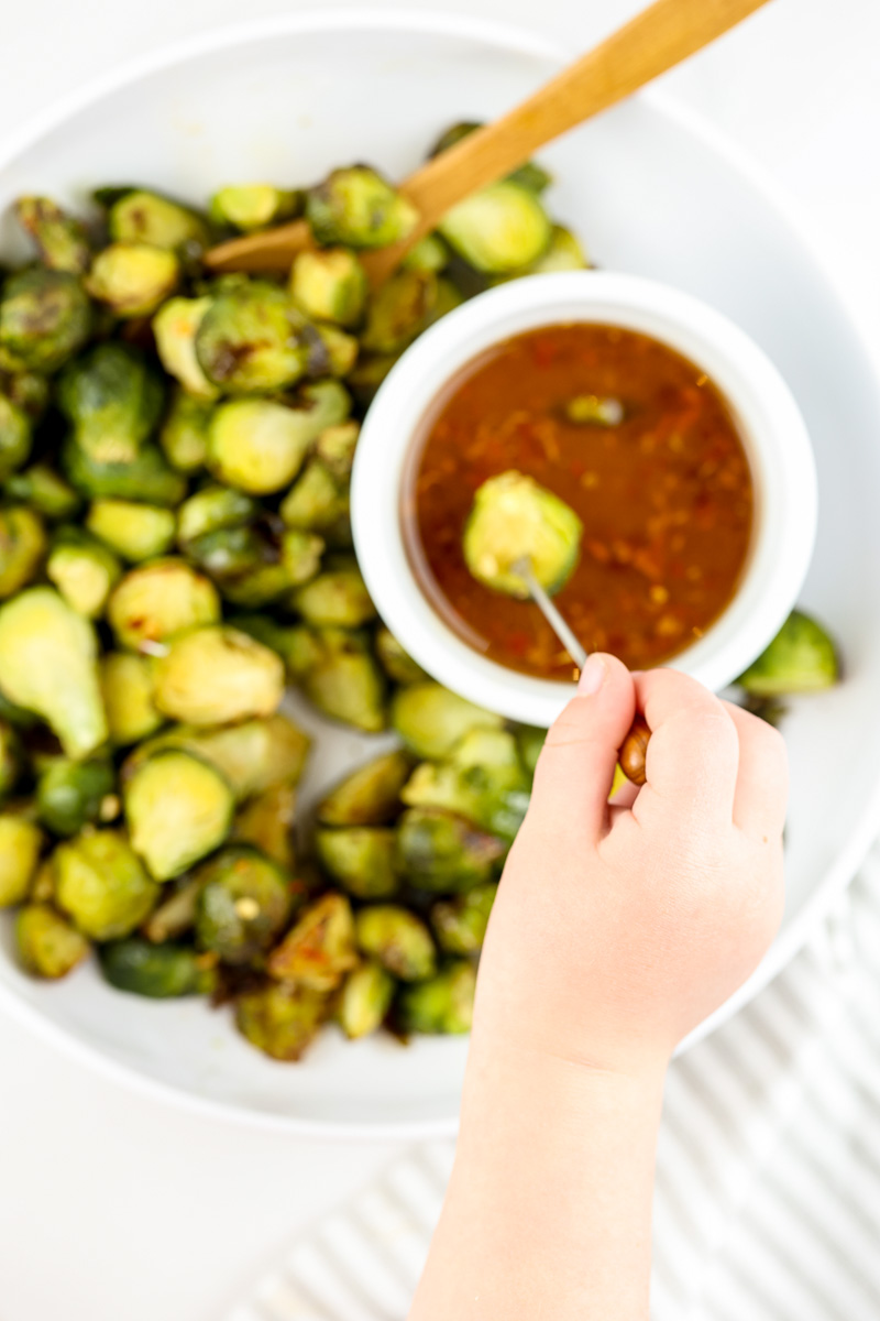 Air Fryer Frozen Brussel Sprouts with Miso Dressing (i.e. Brussels Sprouts)