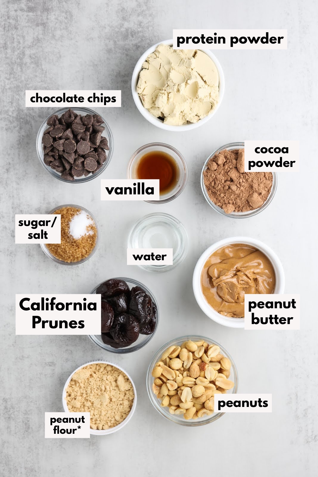 Ingredients to make brownie bars