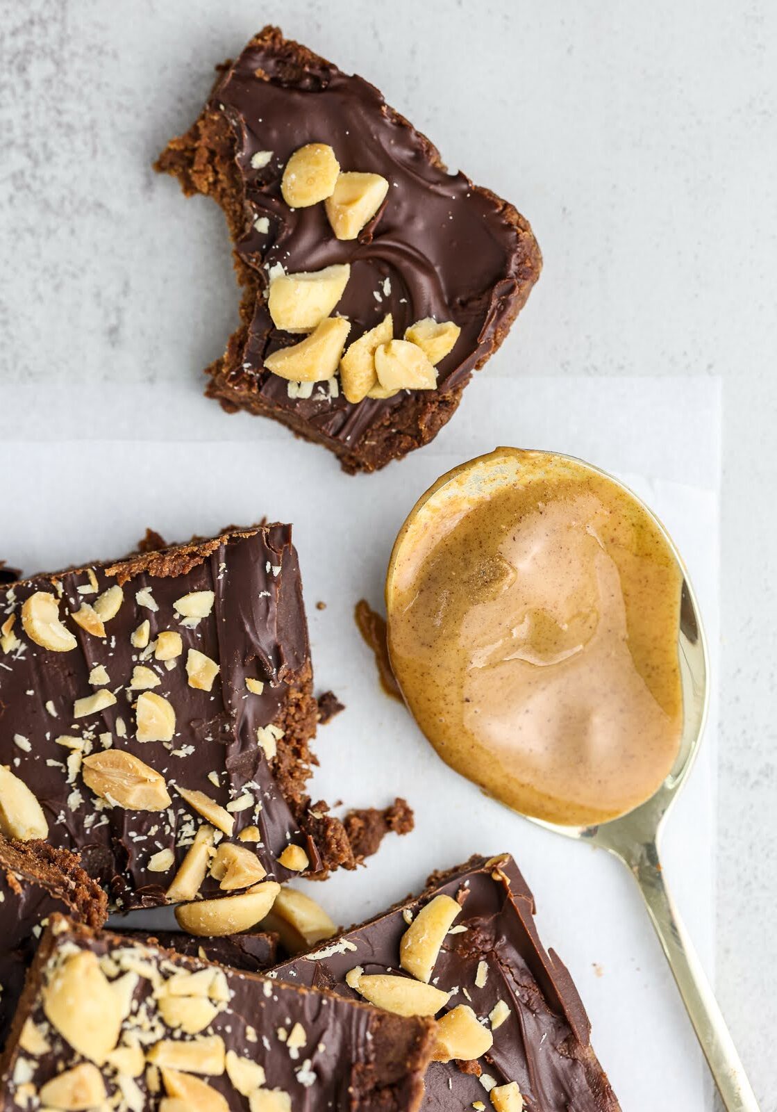 Brownie Protein Bar Recipe with PB spoon